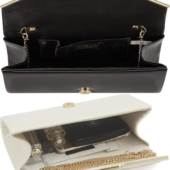 Patent Leather Envelope Clutch Purse Shiny Candy Foldover Clutch Evening Bag for - Picture 7 of 7